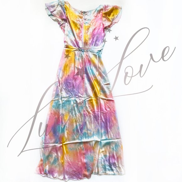 SELKIE The Dopamine Flutter Rainbow Slip Silk Dress NWT - Picture 8 of 12